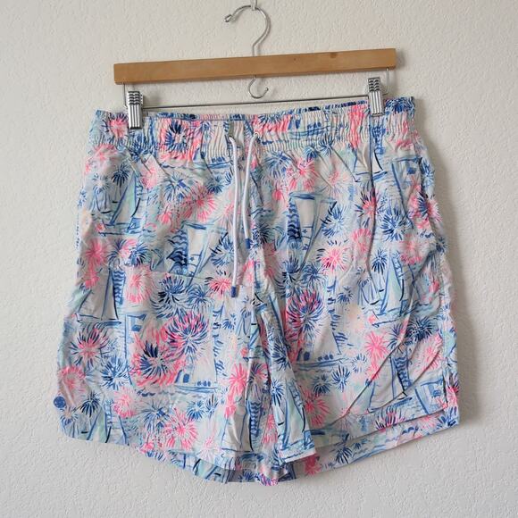 Lily Pulitzer Men's Swimsuit Capri Trunks Blue Pink Large Summer Sailing Beach L - Picture 5 of 8